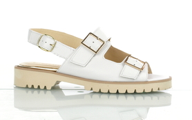 Damskie białe sandały skórzane - GAMIS 7104 białe lico