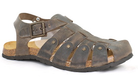 Sandały męskie skórzane, rzymianki męskie brązowe ANDIAMO 8809 T.Moro