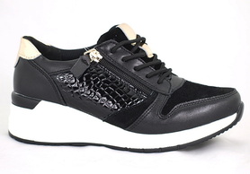 Piękne czarno-złote Sneakersy damskie Filippo DP2052/21 BK buty damskie 