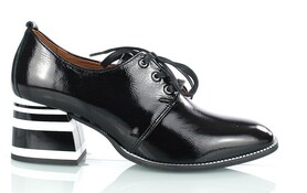 Czarne pantofle damskie sznurowane na słupku - GAMIS 5308/A128+Biały