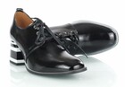 Czarne pantofle damskie sznurowane na słupku - GAMIS 5308/A128+Biały (5)