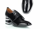 Czarne pantofle damskie sznurowane na słupku - GAMIS 5308/A128+Biały (6)