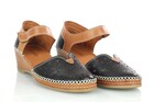 Czarne sandały damskie na koturnie - MANITU 911008-1 (2)