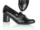 czarne czółenka lakierowane, lakierowane pantofle damskie na obcasie, buty damskie bioeco Arka, Arka buty damskie na obcasie