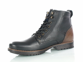 Męskie buty zimowe skórzane PEGADA 180745-01,czarne trzewiki męskie